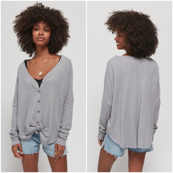 Out From Under Jojo Button Front Thermal Top - Picture 1 of 8